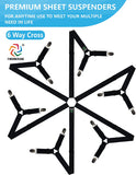Bed Sheet Holder, Premium Bed Sheet Fasteners and Sheet Clips for Fitted Sheet, Bed Scrunchie with 6 Way Cross Elastic Bands and Corner Clips, Premium Sheet Suspenders Form  (Black)