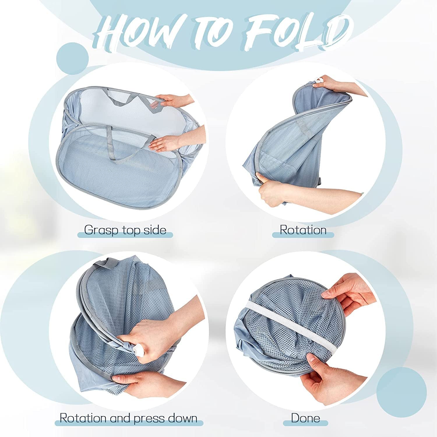 2 PCS Pop-Up Laundry Hampers,Laundry Baskets,Large Folding Mesh Laundry Basket,Applicable to the Storage of Clothes and Sundries