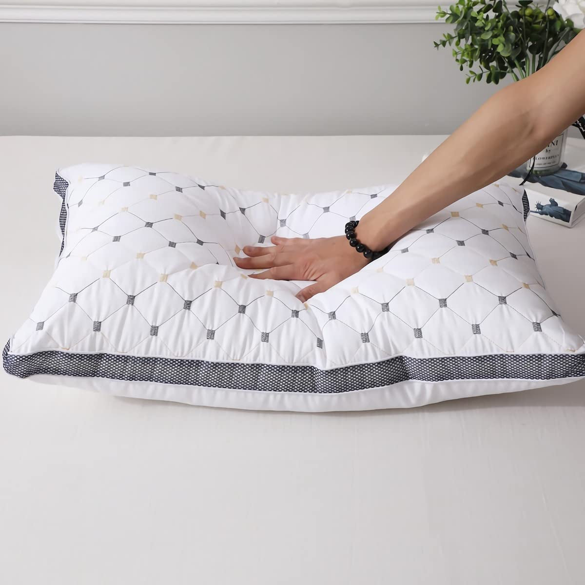 Hotel Quality Pillows, Checked, Ultra Plush Soft, Bed Pillows for Sleeping, Twin Pack