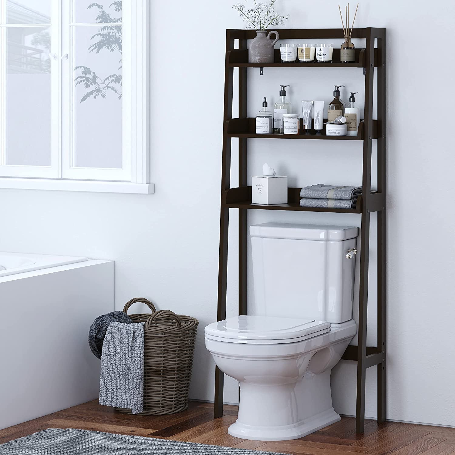 3-Shelf Bathroom Organizer over the Toilet, Bathroom Spacesaver (Espresso)