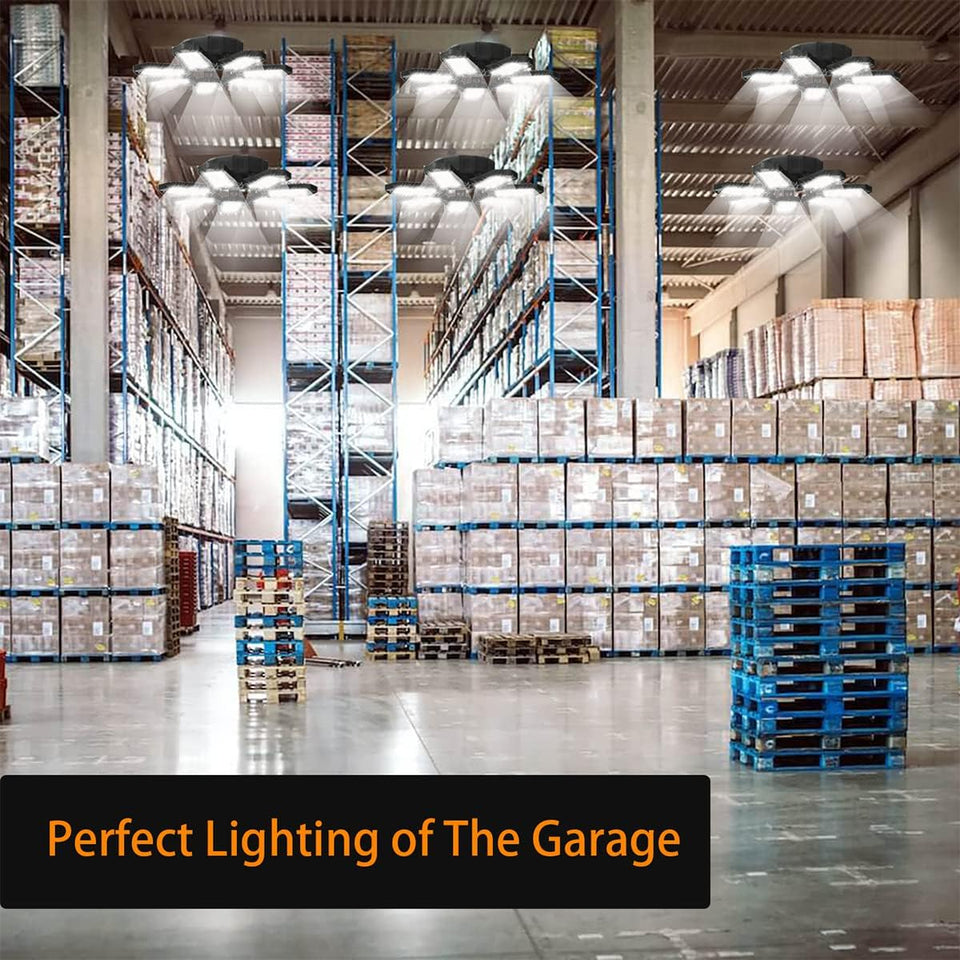 Garage Light, 120W 2100Lumens 6500K Deformable LED Garage Light, 7 Leaves High Light Transmittance & Efficient Heat Dissipation Garage Lights Ceiling LED for Garages, Warehouses, Basements (1 PC)