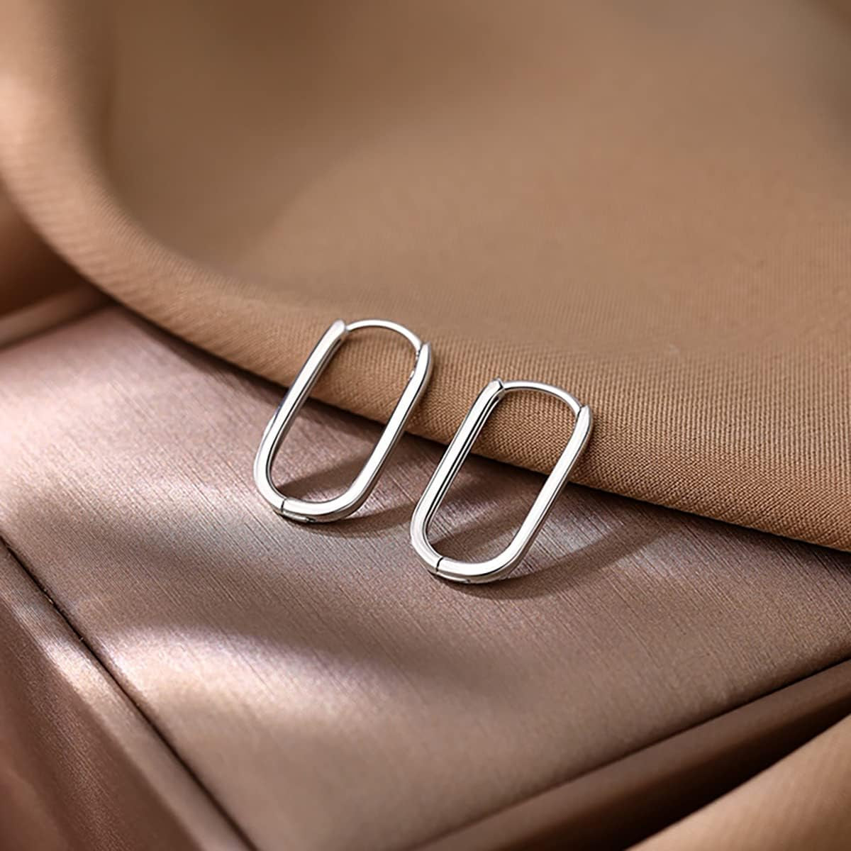 925 Sterling Silver U Hoop Earrings for Women Teen Girls Minimalist Square Hoop Earrings U Huggie Earrings