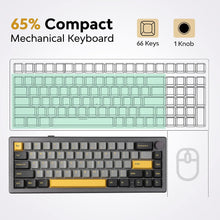 Load image into Gallery viewer, EK68 65% Gasket NKRO Hot Swappable 2.4Ghz/Bluetooth 5.0/USB-C Wired Mechanical Gaming Keyboard with Knob, South-Facing LED, 3000Mah Battery, RGB Backlight for Win/Mac(Flamingo Switch
