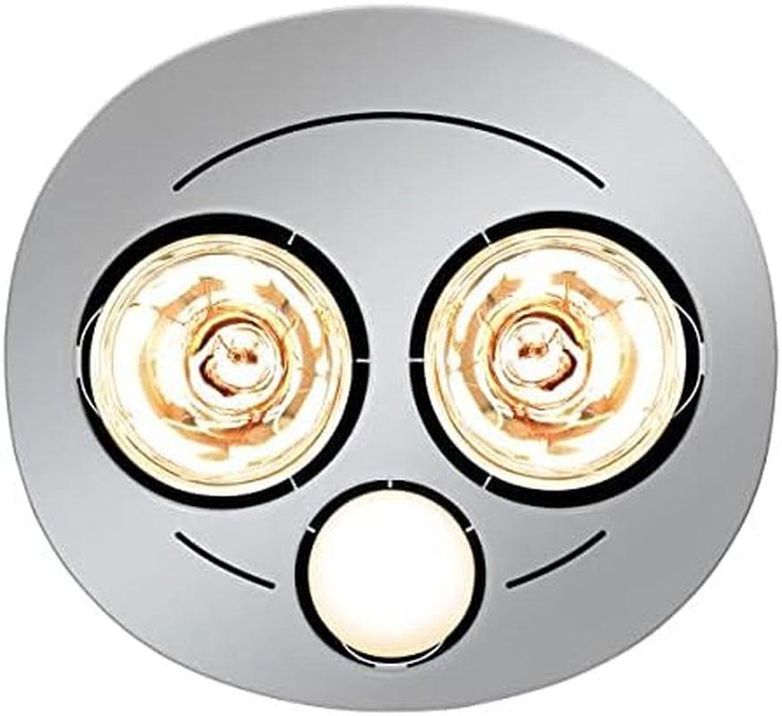 3-In-1 Heat Fan with LED Light Non-Ducted 2-Lamp, Matt Silver