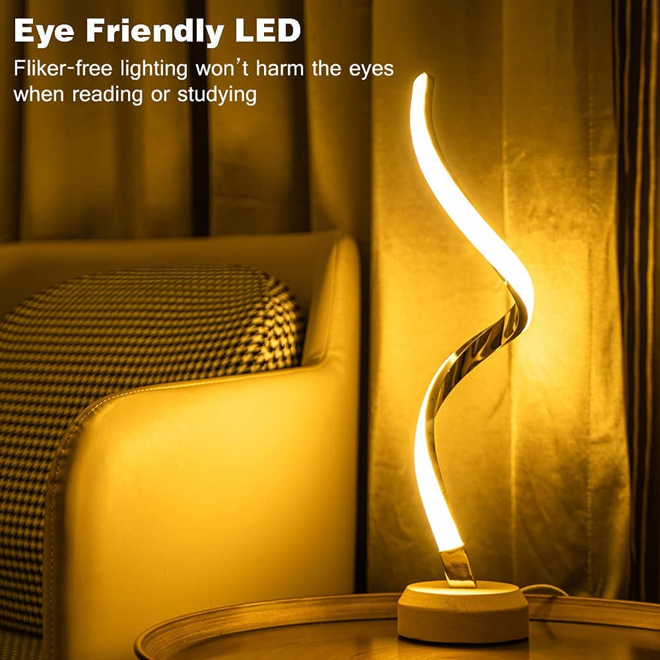 LED Table Lamp for Bedroom Bedside Lamps for Nightstand Minimalist Solid Wood Desk Lamp for Kids Room Living, 5 Level Dimmable Light & 3 Color Changing Unique Night Light