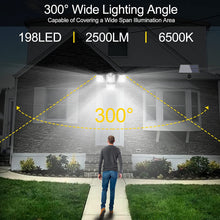 Load image into Gallery viewer, Solar Lights Outdoor, Motion Sensor Security Lights, Separate Solar Panel, 4 Adjustable Head, 198 LED 300° Wide Angle, Waterproof Wall Lights for Porch Yard Garage Pathway
