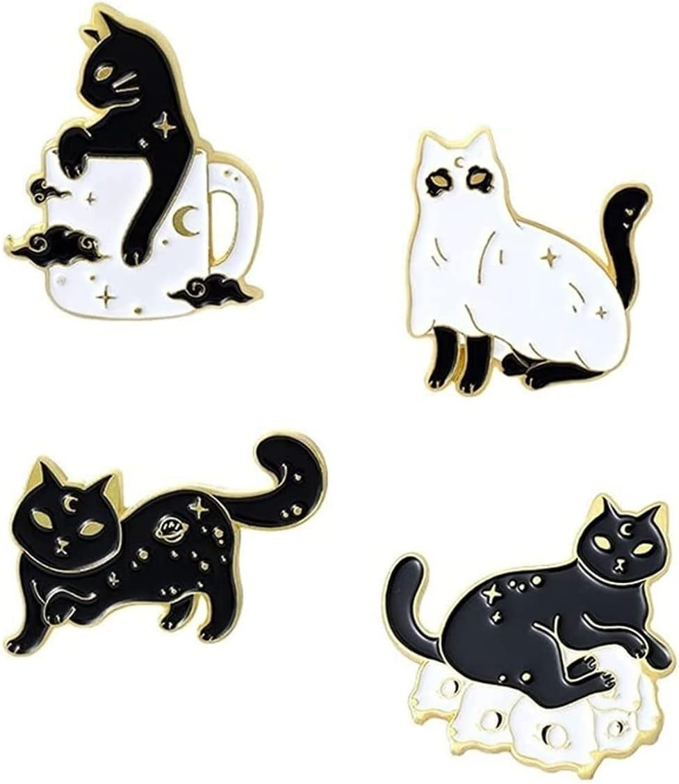 Custom Skeleton Stars Enamel Pins Ghost Cat Brooches Lapel Badge Bag Punk Black Jewelry Gothic Kids Friends