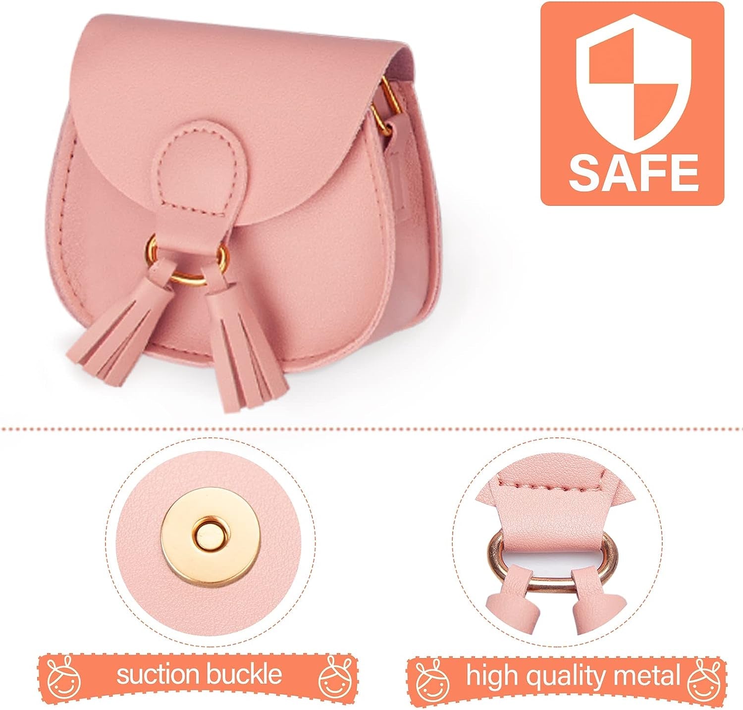 Little Girls Purse for Toddler Kids Girls Leather Crossbody Bag with Tassel