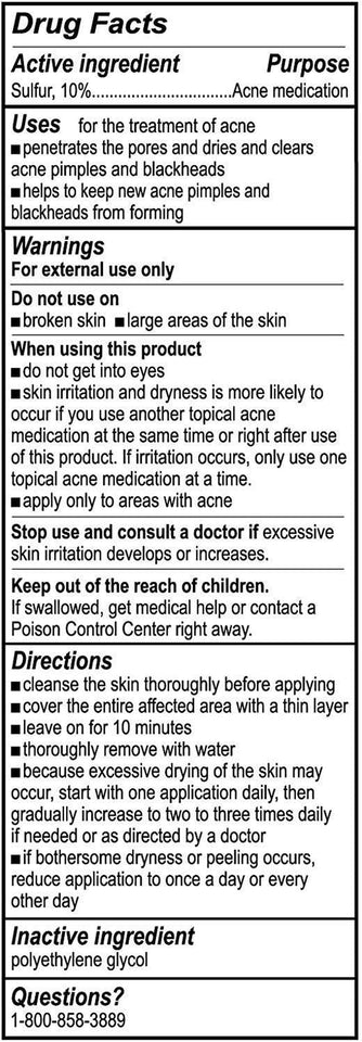 Sulfur Ointment Acne Medication 2.6Oz