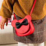 Little Girls Cute Crossbody Purse Bowknot Shoulder Bag Coin Purse with Cute Mouse Ear Headband (Red)