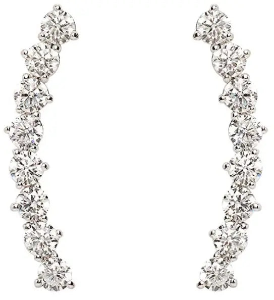 14K Gold Plated"Hearts & Arrows" Simulated Diamond Ear Crawler - Cuff Earrings Hypoallergenic Stud Ear Climber Jackets pattanaustralia